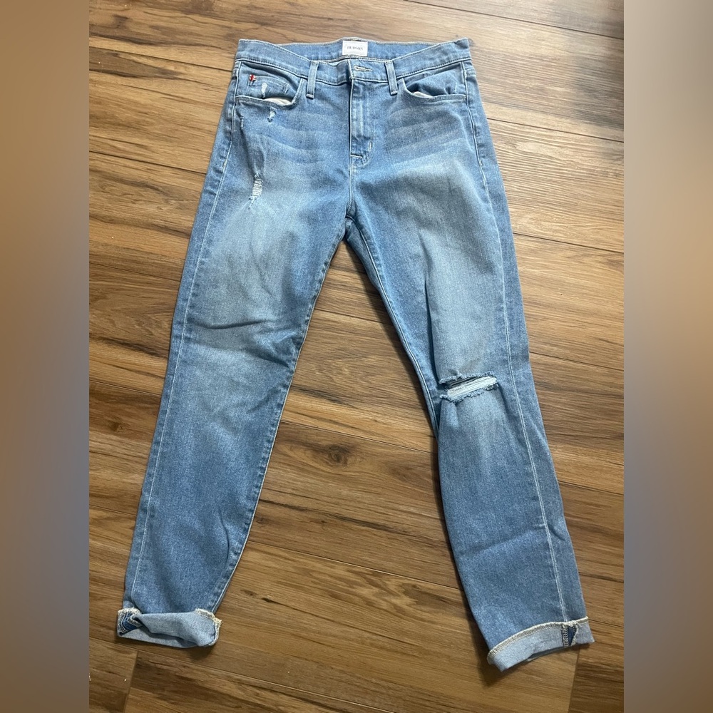 Hudson Jeans Women's Distressed Light Blue Boyfriend Jeans